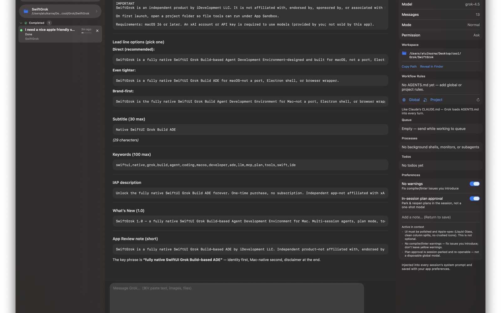 FlowBuild session with a live agent turn
