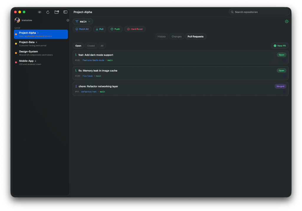 ModernGit pull requests
